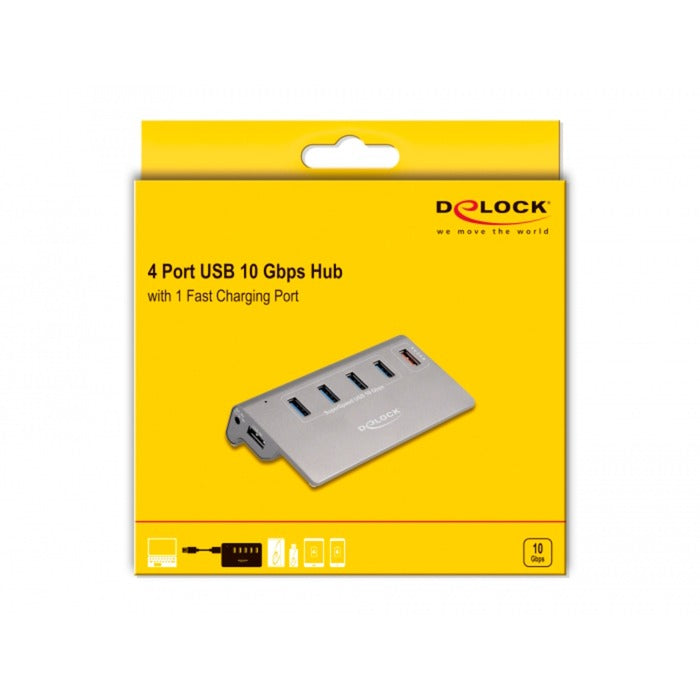 Delock USB 10 Gbit / s Hub mit 4 USB-A-Ports + 1 Char