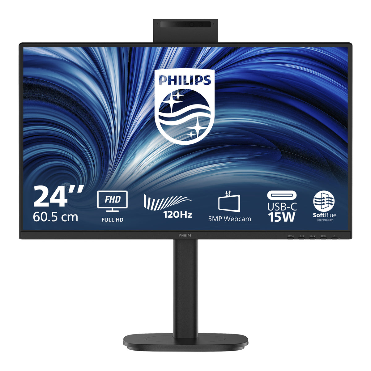 Philips 24b2n3200jh 00 23,8 Monitor (schwarz, VGA, HDMI, Display-Port, USB-C, Webcam, 120 Hz)