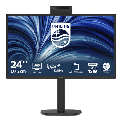 Philips 24b2n3200jh 00 23,8 Monitor (schwarz, VGA, HDMI, Display-Port, USB-C, Webcam, 120 Hz)