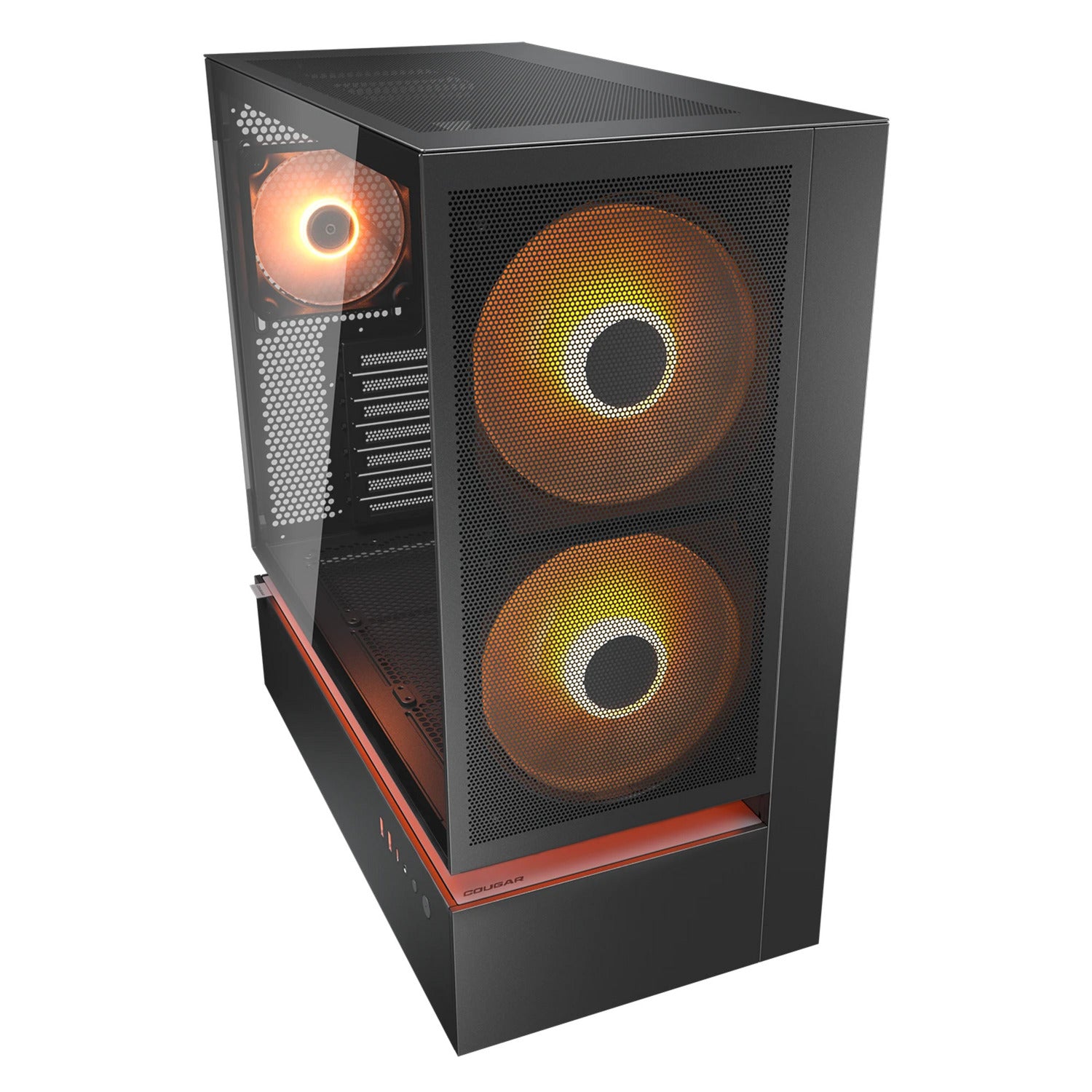 Cougar cfv235 Mesh Midi-Tower-Gehäuse (schwarz | 2x USB-A | 1x USB-C | RGB | gehärtetes Glas)