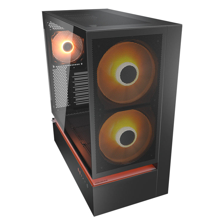 Cougar cfv235 Mesh Midi-Tower-Gehäuse (schwarz | 2x USB-A | 1x USB-C | RGB | gehärtetes Glas)