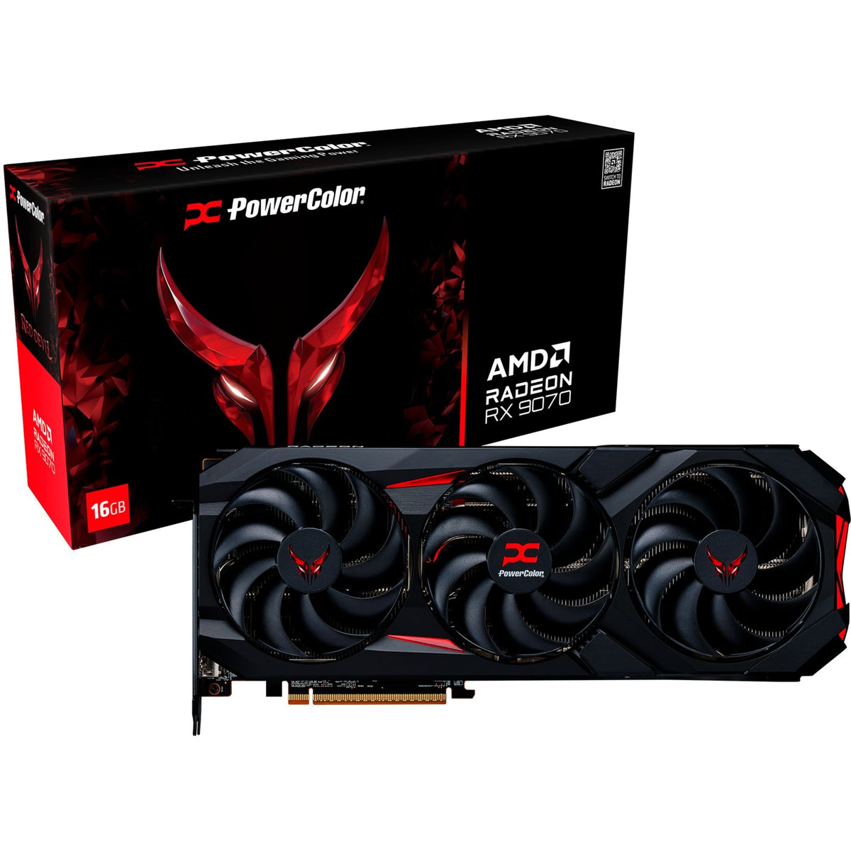 Powercolor Radeon RX 9070 Red Devil 16GB OC Grafikkarte (schwarz, RDNA4, GDDR6, 3x Display Port, 1x HDMI)