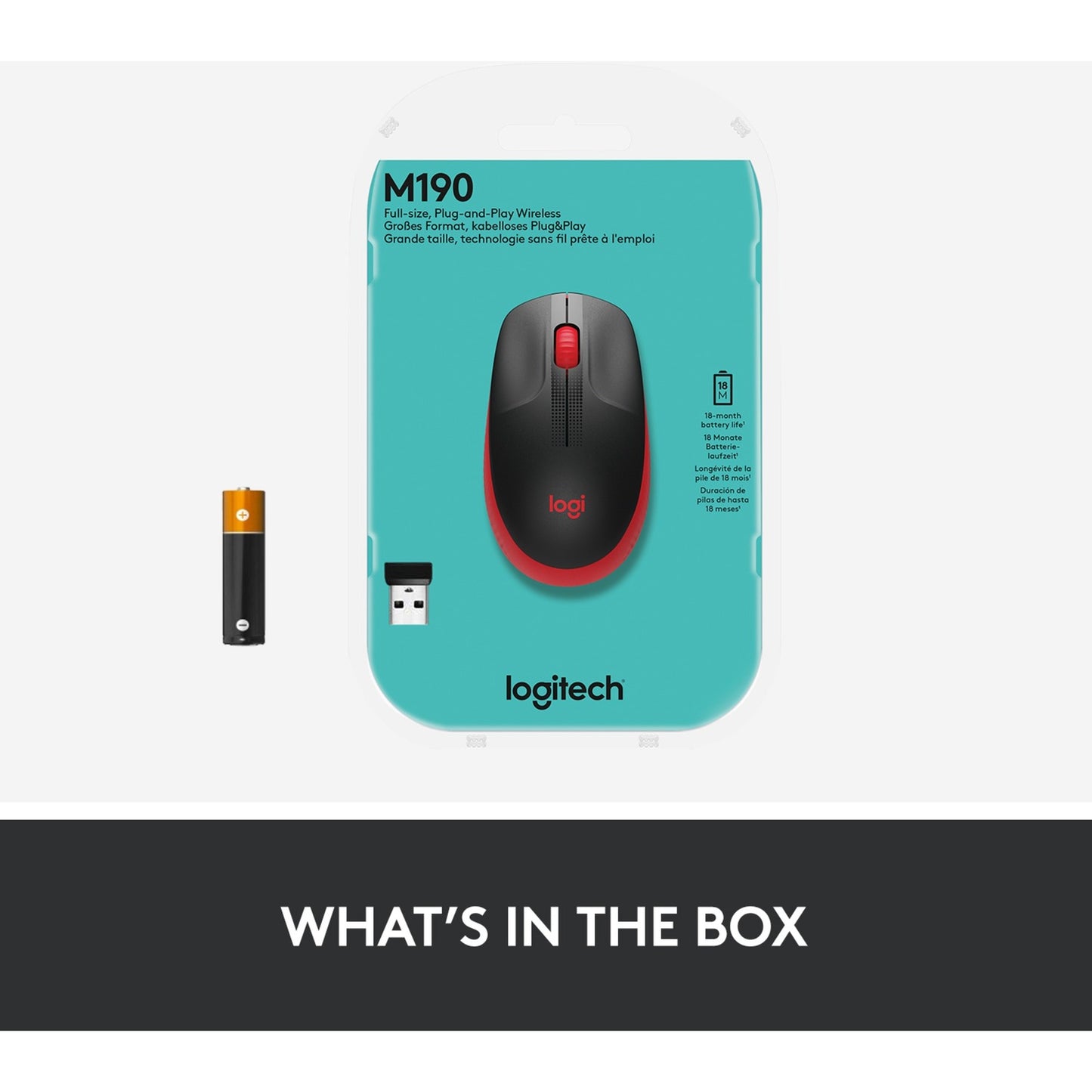 Logitech M190 Kabellose Maus in Standardgröße