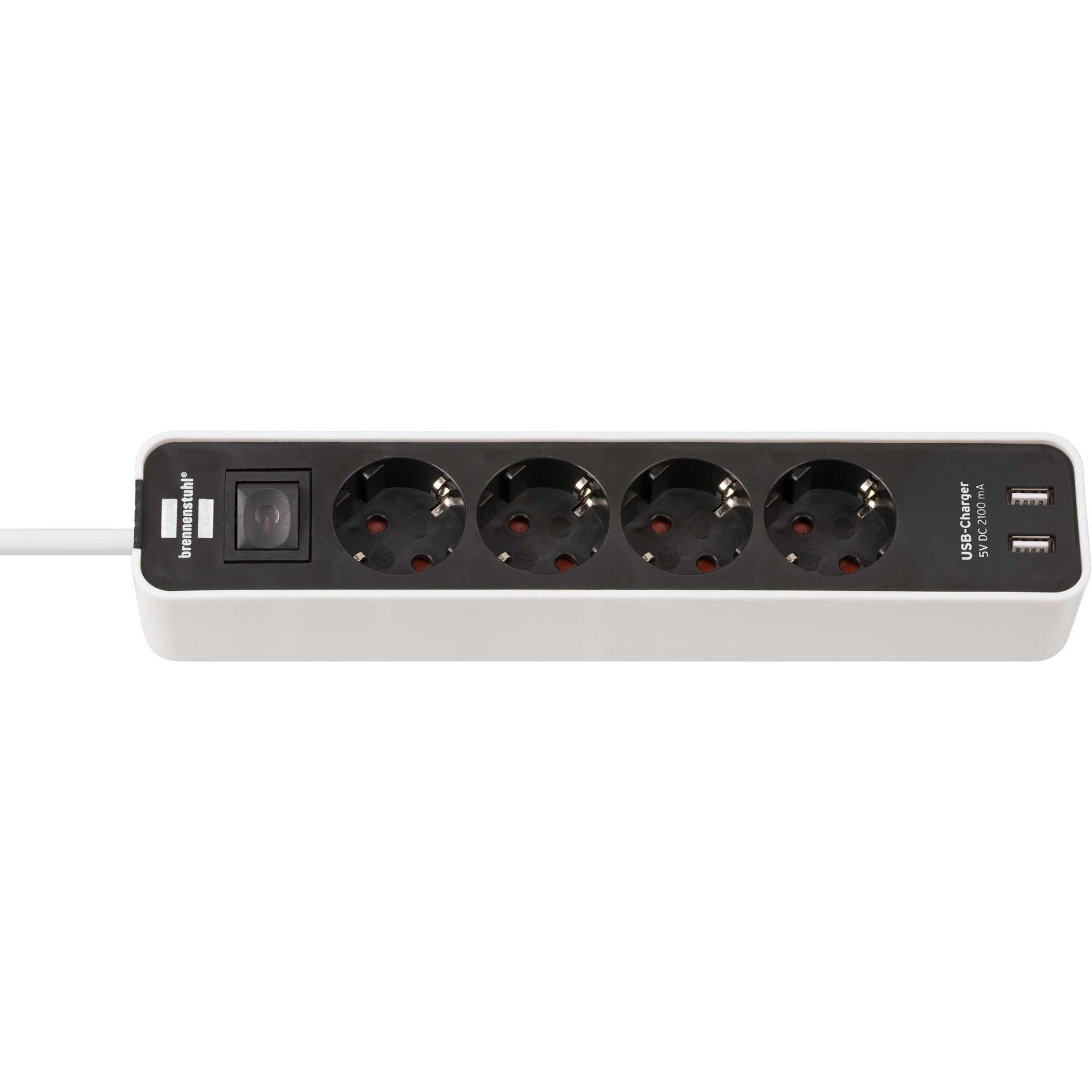 Brennenstuhl -Socket mit Switch 4 Verbindungen + 2 USB -Anschlüsse weiß