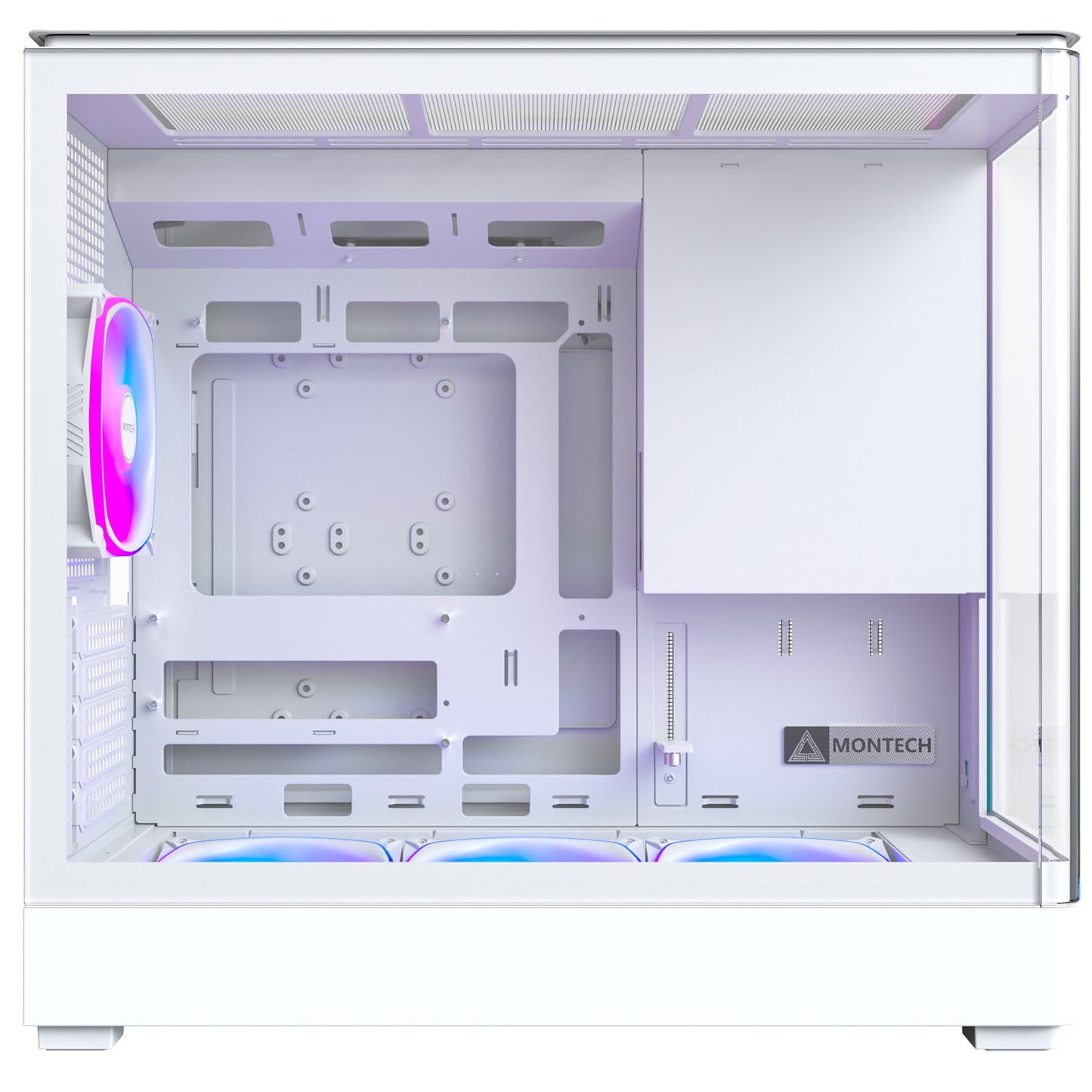 Montech King 15 Pro Midi-Tower-Gehäuse (weiß | 2x USB-A | 1x USB-C | RGB | Fenster)