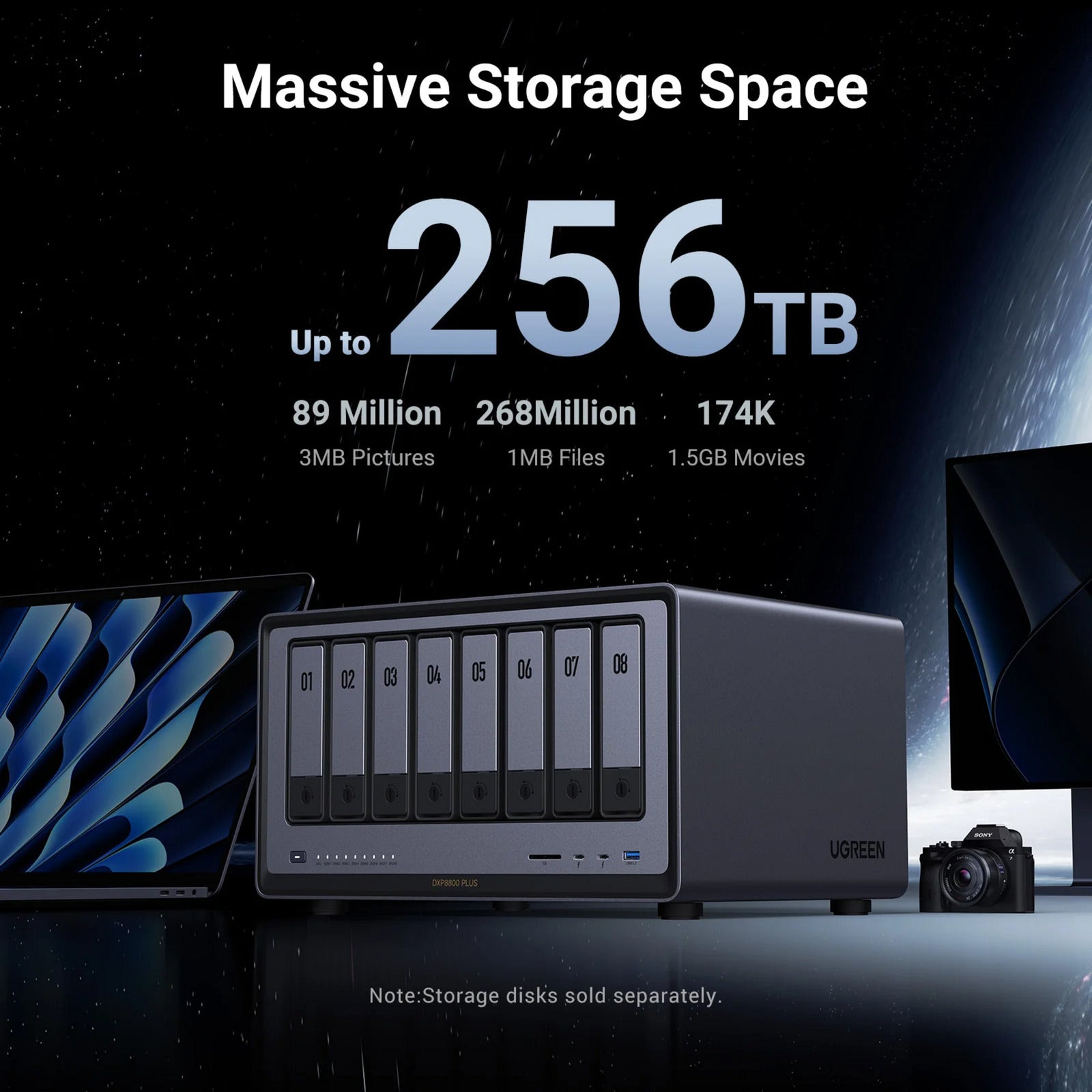 Ugreen nasync dxp8800 plus (grau, WLAN, 2x 10GBE, HDMI, Thunderbolt 4 (40 GB s))
