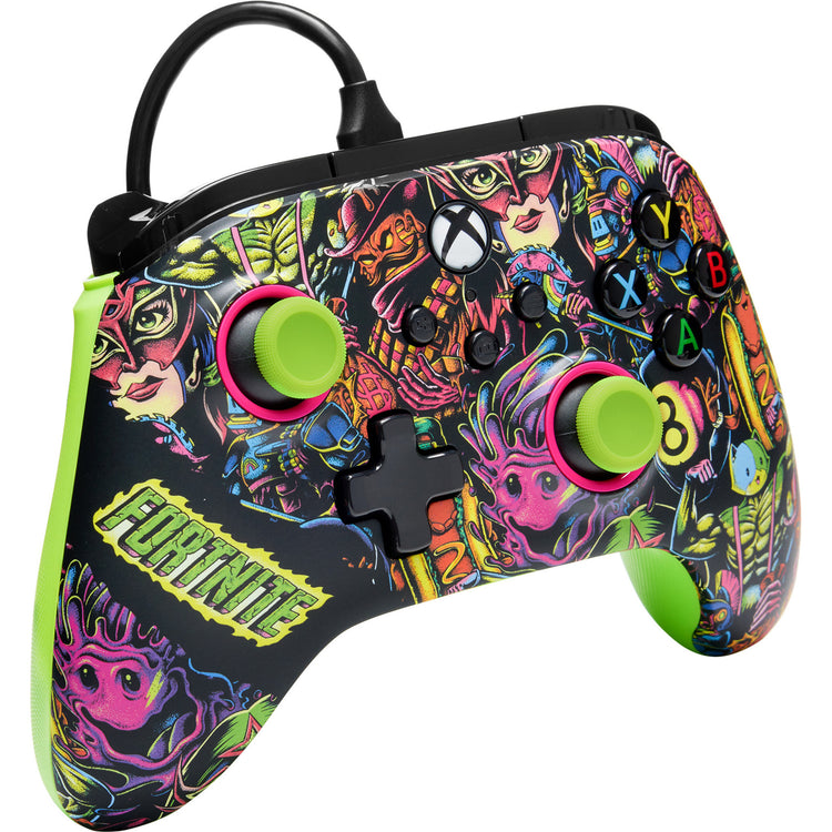 Powera Advantage Controller mit Kabel für die Xbox Series x|s – Fortnite: Glow (neongrün, Xbox Series x|s, Xbox One, PC)