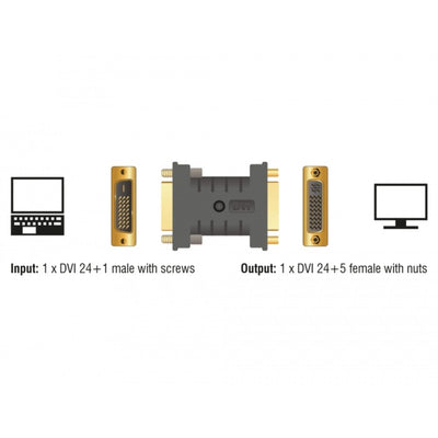 DELOCK DVI 24+1 männlich zu DVI 24+5 weiblicher Adapter