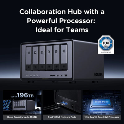 Ugreen nasync dxp6800 pro (grau, 2x 10GB, HDMI, Thunderbolt 4 (40GB s))