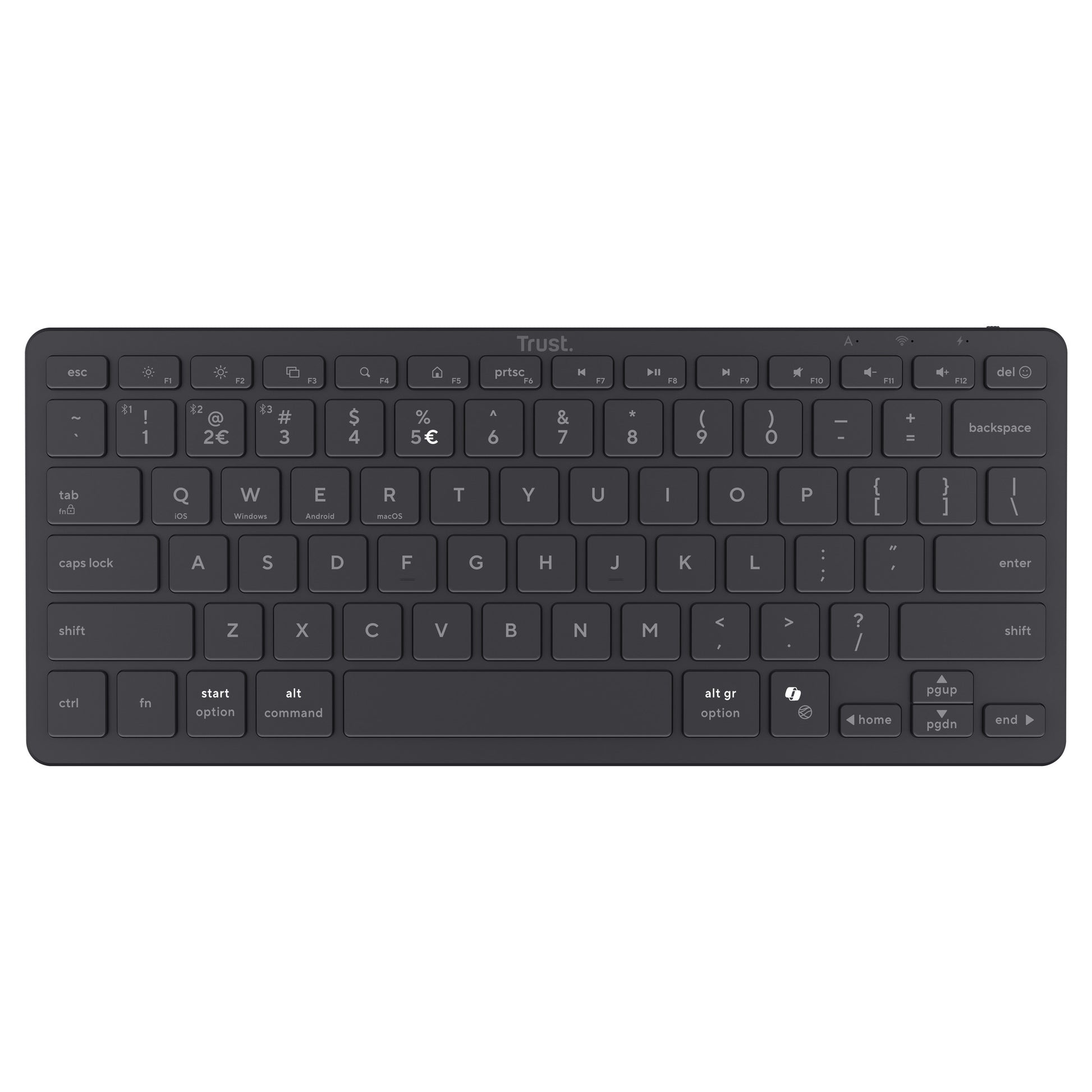 Trust Nado II Bluetooth-Tastatur (schwarz, US-Layout, Scherenschalter, Bluetooth)