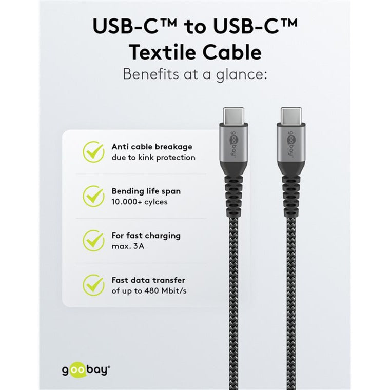 Goobay USB-C Snell Charger Nano (65 W) und USB-C-Textilkabel