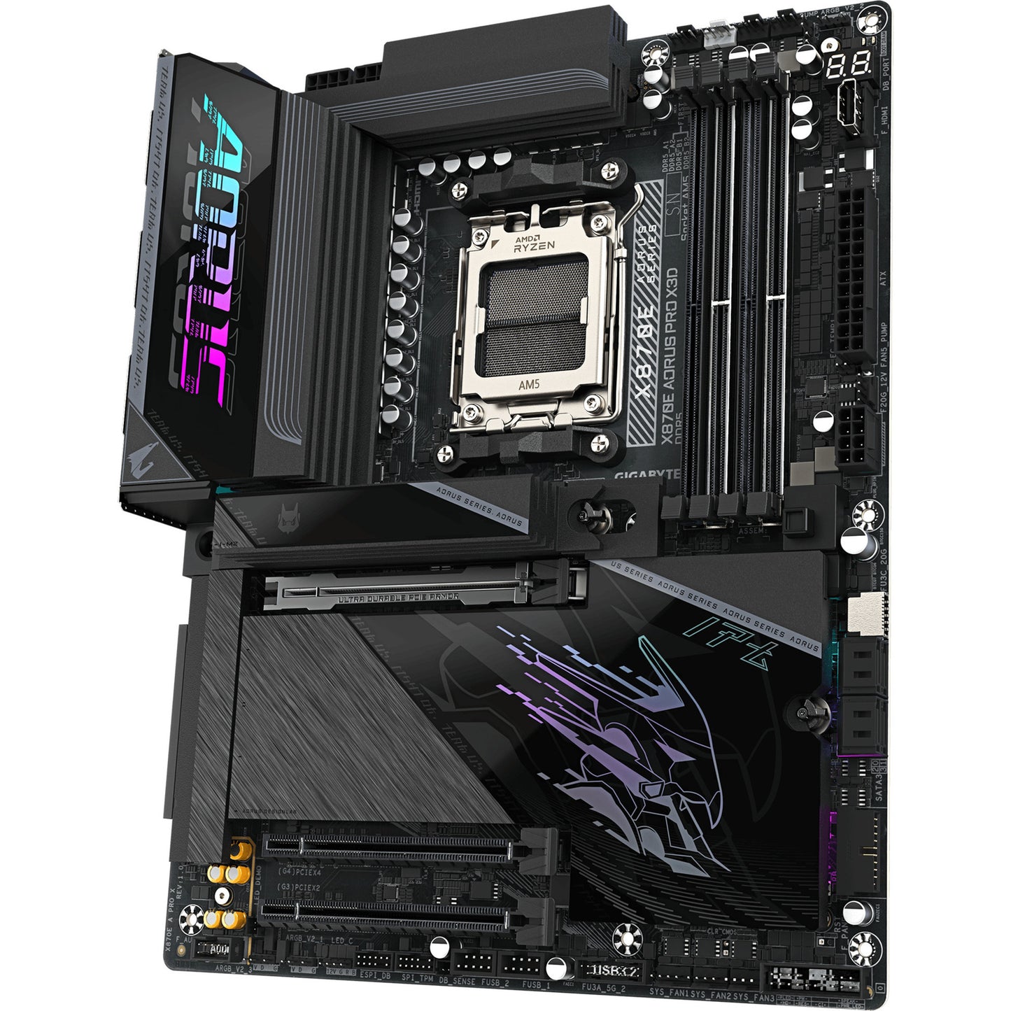 Gigabyte x870e aorus pro x3d Sockel AM5 Motherboard (schwarz, Raid, 5 GB-LAN, Wi-Fi 7, BT, Sound, ATX)