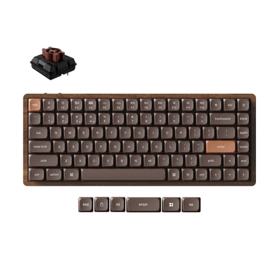 Keychron K3 Max-H3W Vollholz-Sonderedition mechanische RGB-Tastatur (Holzfarbe, US-Layout (QWERTZ), Milchpommelbraun, 75 %, RGB-LEDs, Double-Shot-PBT, Hot-Swap, 2,4 GHz | Bluetooth 5.1 | USB-C)