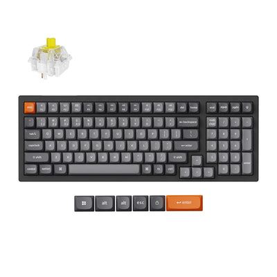 Keychron K4 Max-H4, Tastatur (Schwarz, US-Layout, Super Banana, 96 %, RGB, Double-Shot-PBT-Tastenkappen, Hot-Swap, Bluetooth USB-C 2,4 GHz)