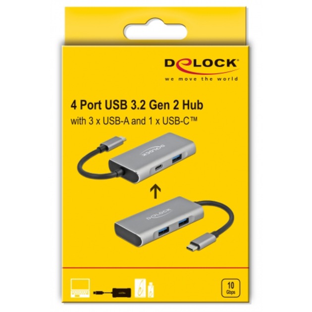 Delock External USB 3.2 Gen 2 USB Typ-C-Hub