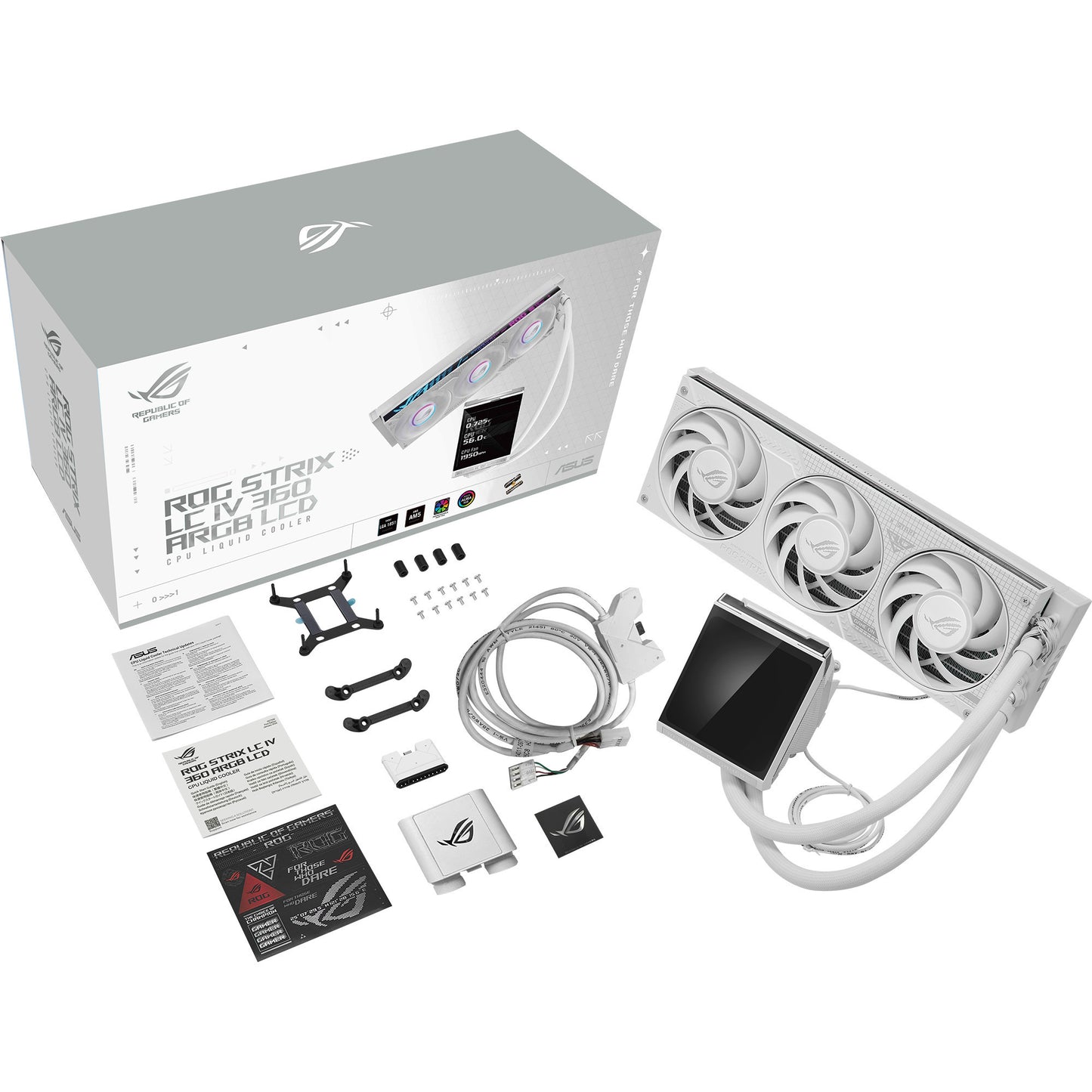 Asus ROG Strix LC IV 360 ARGB LCD-Wasserkühlung (Weiß, 4-Pin-PWM)