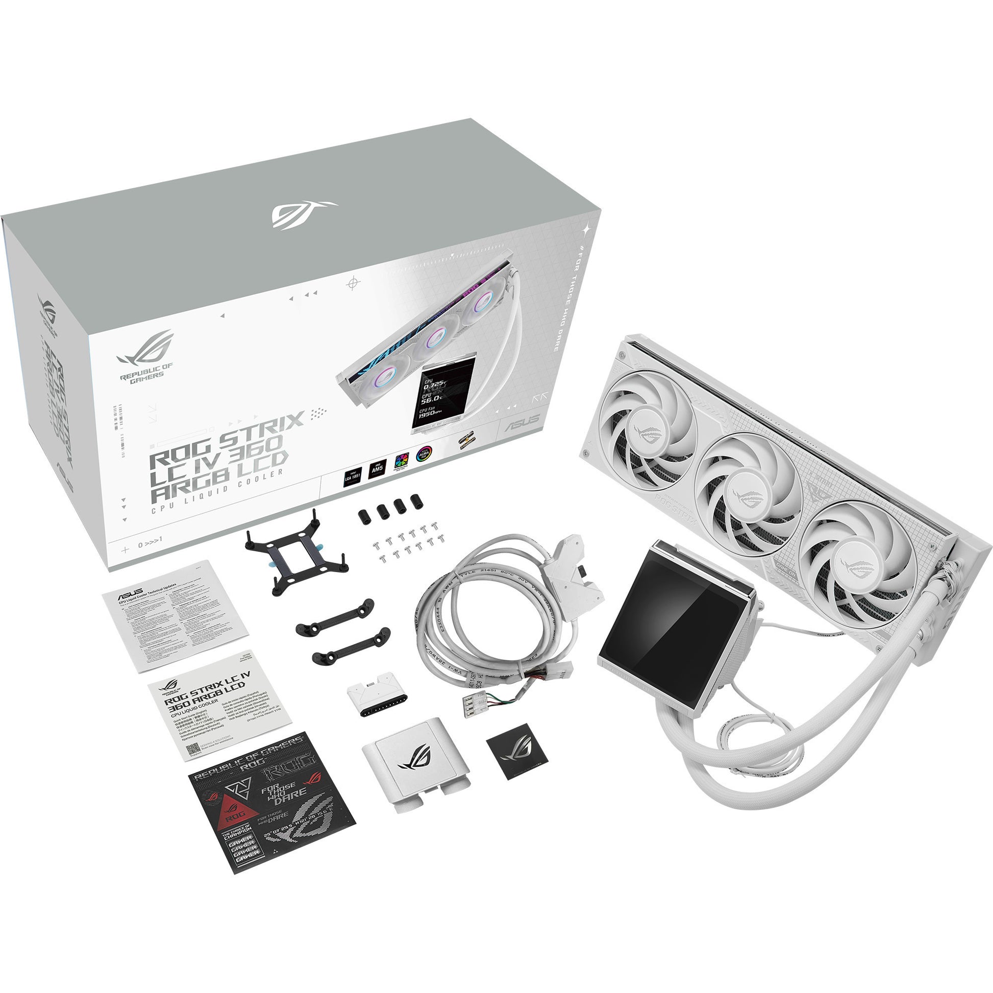 Asus ROG Strix LC IV 360 ARGB LCD-Wasserkühlung (Weiß, 4-Pin-PWM)