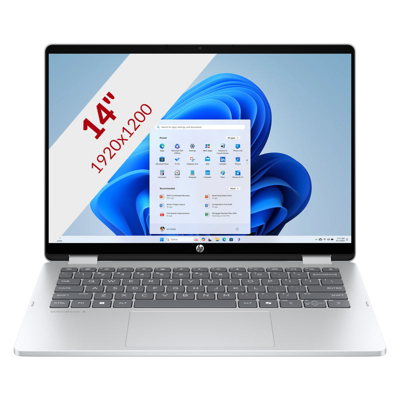 HP Omnibook 5 Flip 2-in-1 14-fp0250ndx 14 Laptop (Silber | Core 5 120u | Intel-Grafik | 8 GB | 512 GB SSD | Touch)