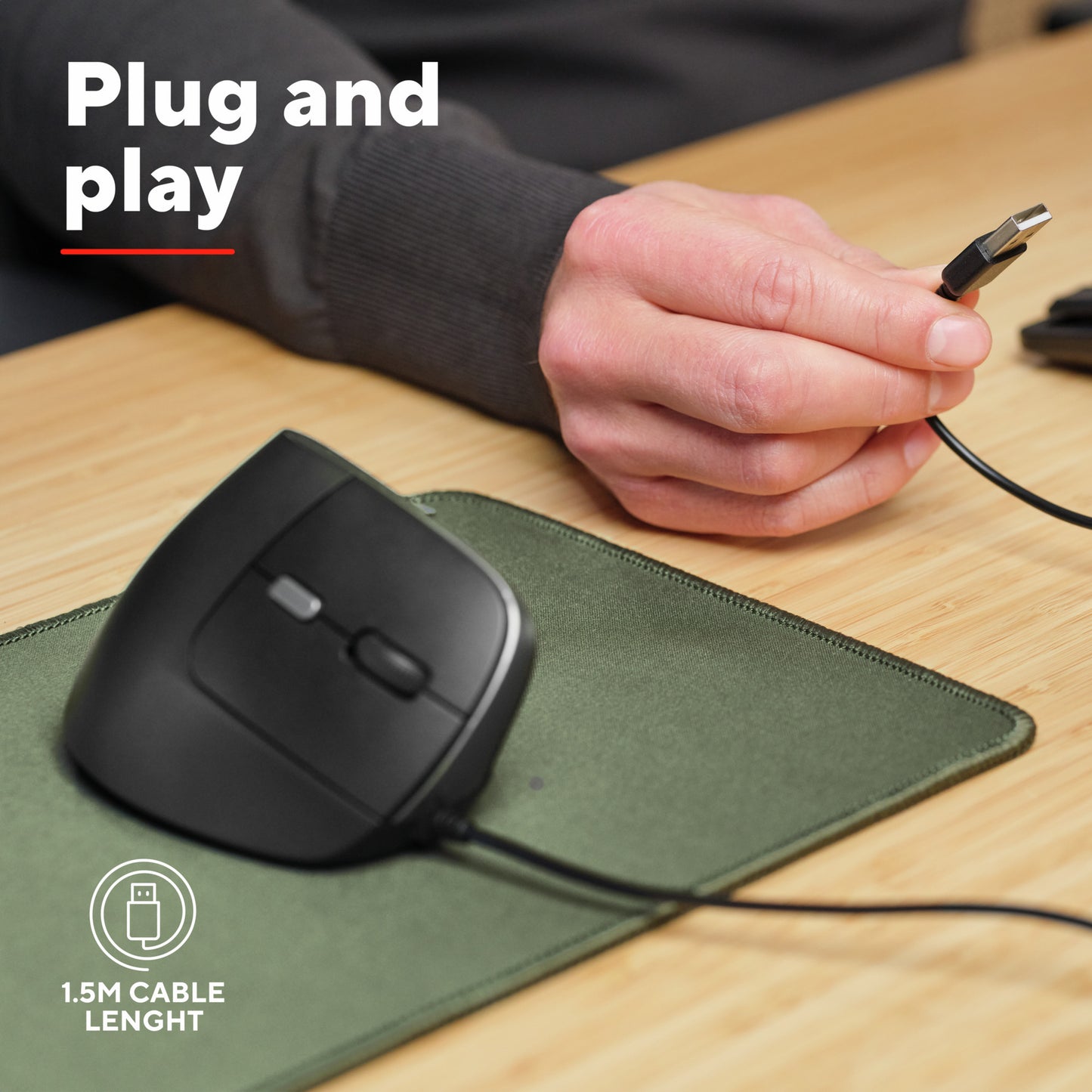 Ergonomische Maus Trust Bayo II (schwarz, 800 dpi – 2.400 dpi)