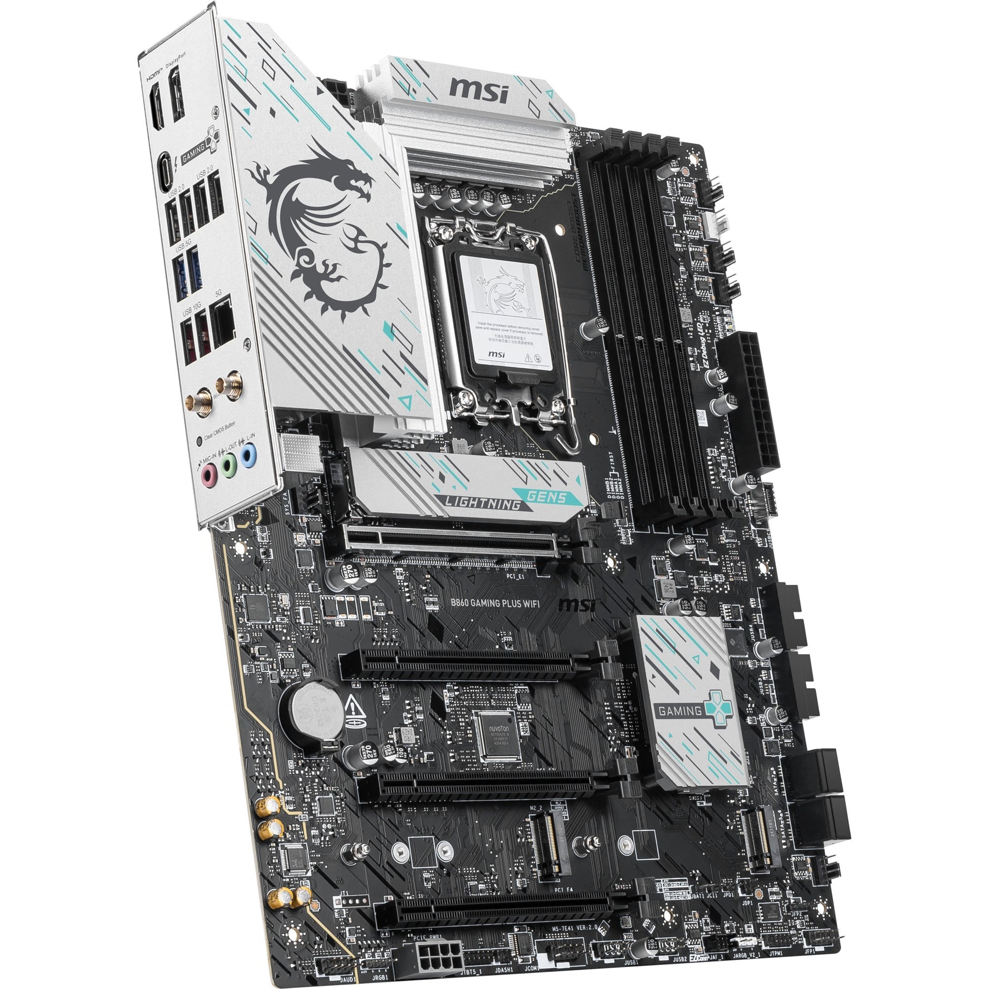 MSI B860 Gaming Plus WiFi Sockel 1851 Motherboard (RAID, 5GB-LAN, WiFi 7, BT, Sound, ATX)
