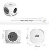 ACT POCK STRIP CUBE mit 3 Sockets (Typ F), 30W PD - afbeelding 6
