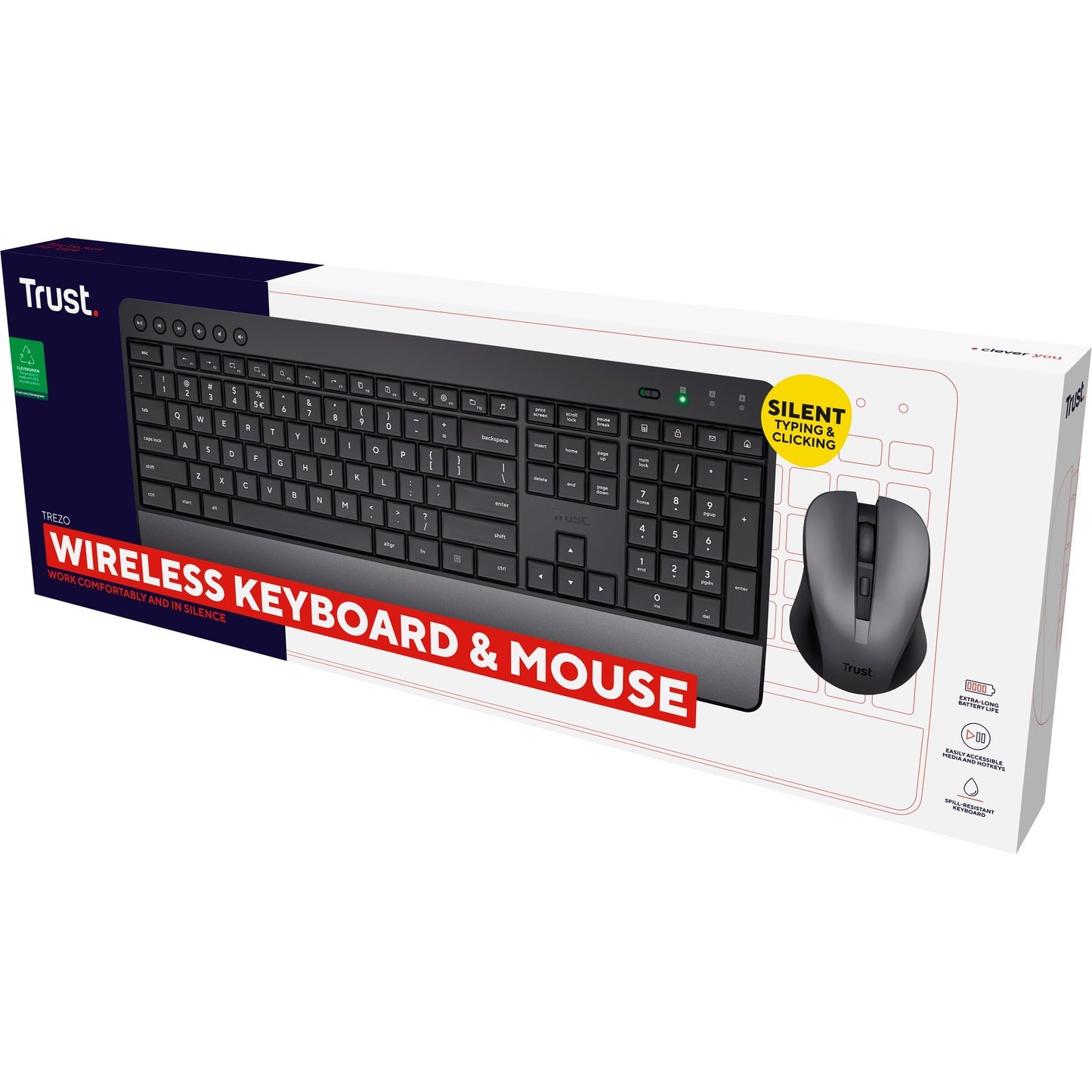 Vertrauen Sie Trezo Komfort Wireless Keyboards Muisset