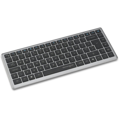 Kensington KB435 EQ wiederaufladbare Kompakttastatur für mehrere Geräte (grau, US-internationales Layout (QWERTY), Scherenschalter, 80 % (TKL), USB, 2,4 GHz, Bluetooth 5.4)