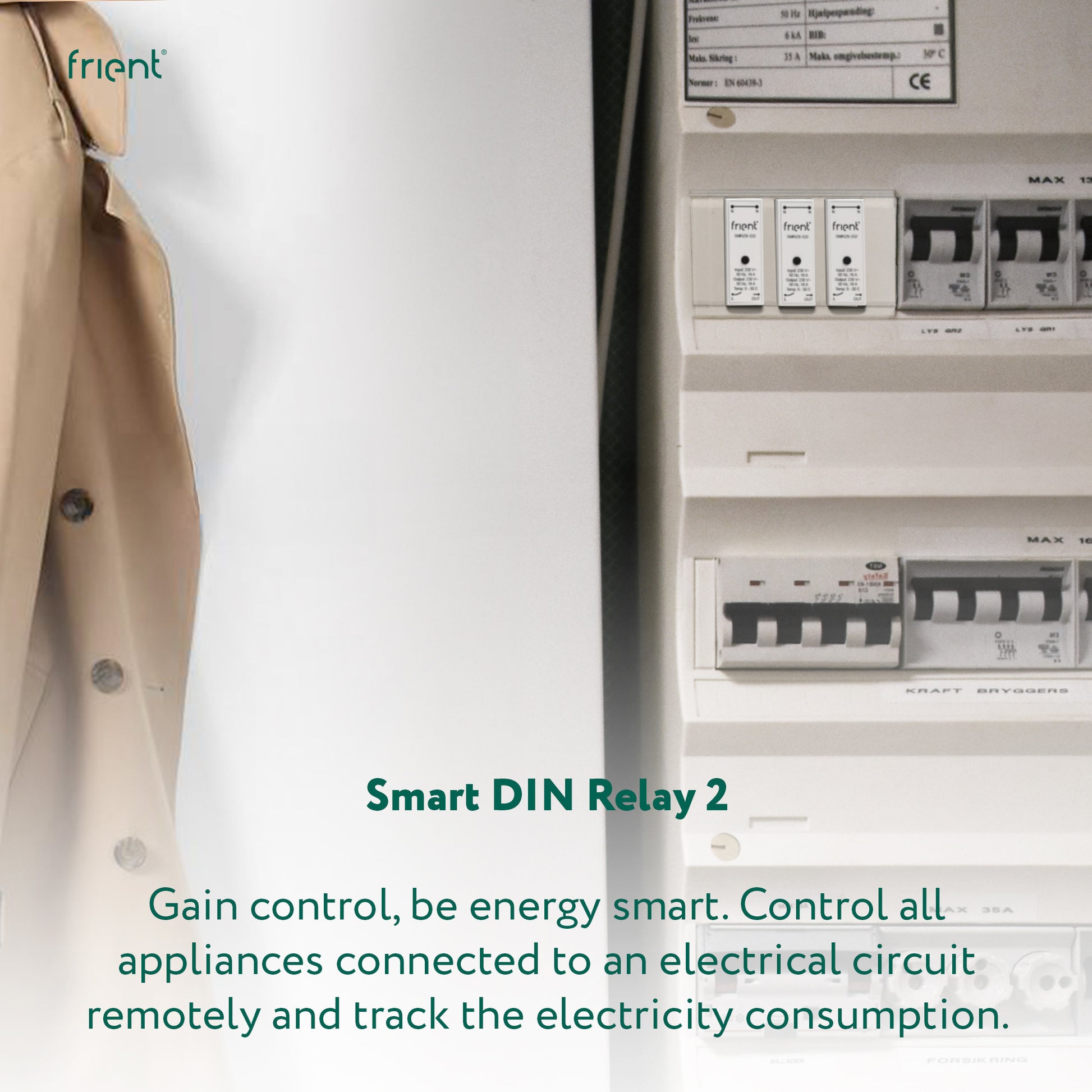 Frient Smart Din Relay Relais (hellgrau, ZigBee)