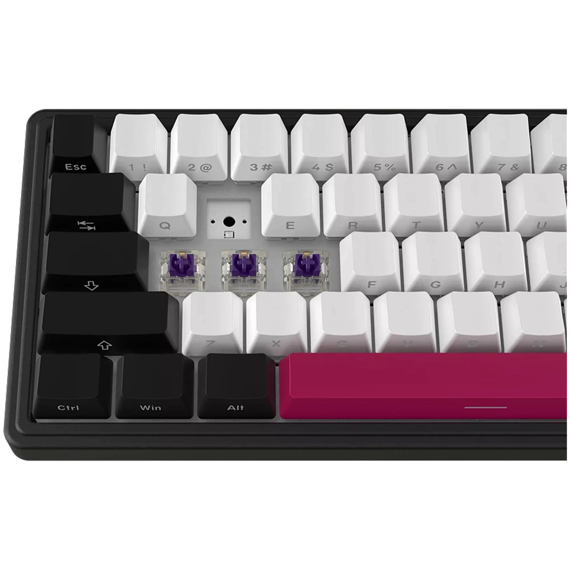 Lorgar kbp70mw, Gaming-Tastatur (schwarz, US-Layout, logar toxic purple, 65 %, RGB, Hot-Swap-fähig, PBT Double-Shot, Bluetooth 2,4 GHz USB)