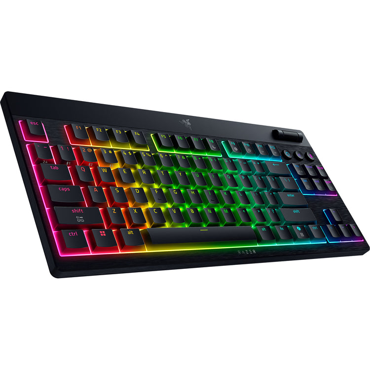Razer Blackwidow V4 Low-Profile-RGB-Mechanische Gaming-Tastatur (Schwarz, US-Layout (QWERTZ), Low-Profile-Orange, 80 % (TKL))