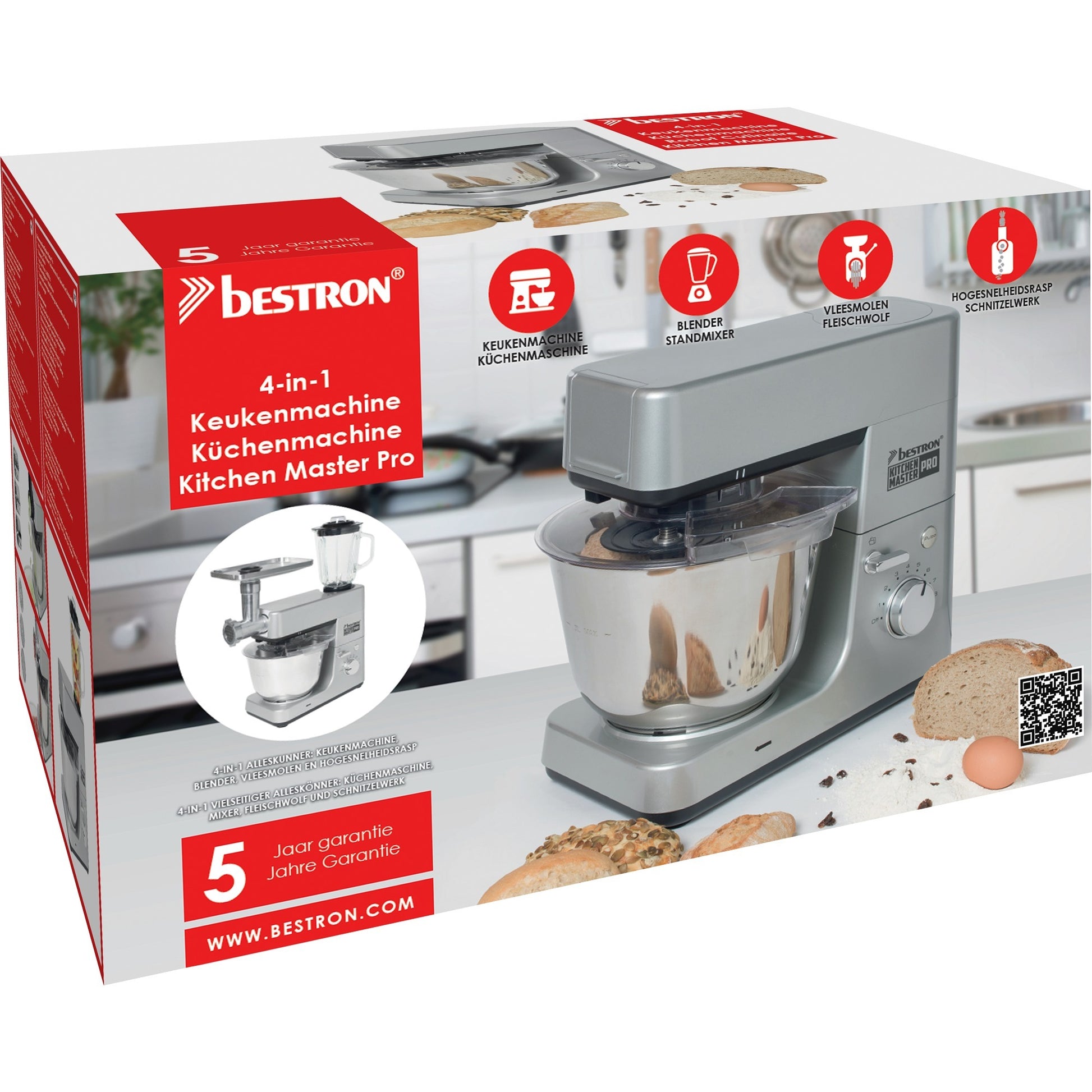 BESTRON AKM1600S 4-in-1-Küchenprozessor Kitchen Profi
