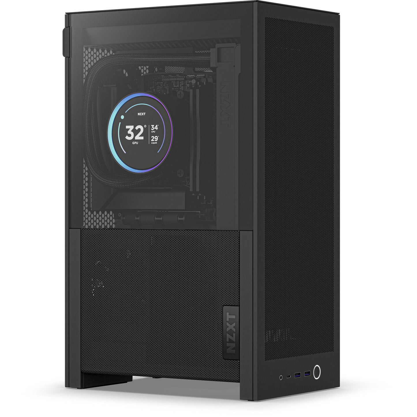 Nzxt h2 flow Mini-Tower-Gehäuse (schwarz | 2x USB-A | 1x USB-C | gehärtetes Glas)
