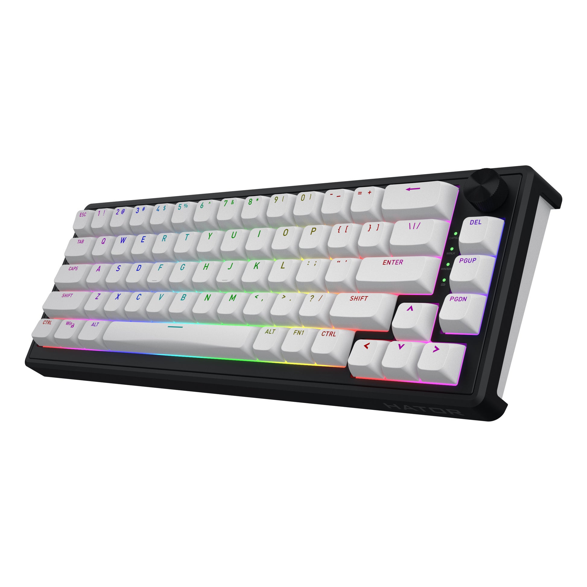 Hator Skyfall Wireless, Gaming-Tastatur (schwarz, US-Layout, Hator Aurum Sterling, 65 %, RGB, Double Shot ABS, Hot-Swap, 2,4 GHz Bluetooth USB-C)