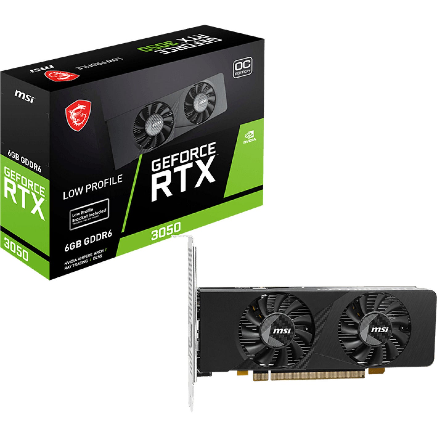 MSI GeForce RTX 3050 LP E 6G OC Grafikkarte (2x HDMI, 1x Display Port, DLSS)
