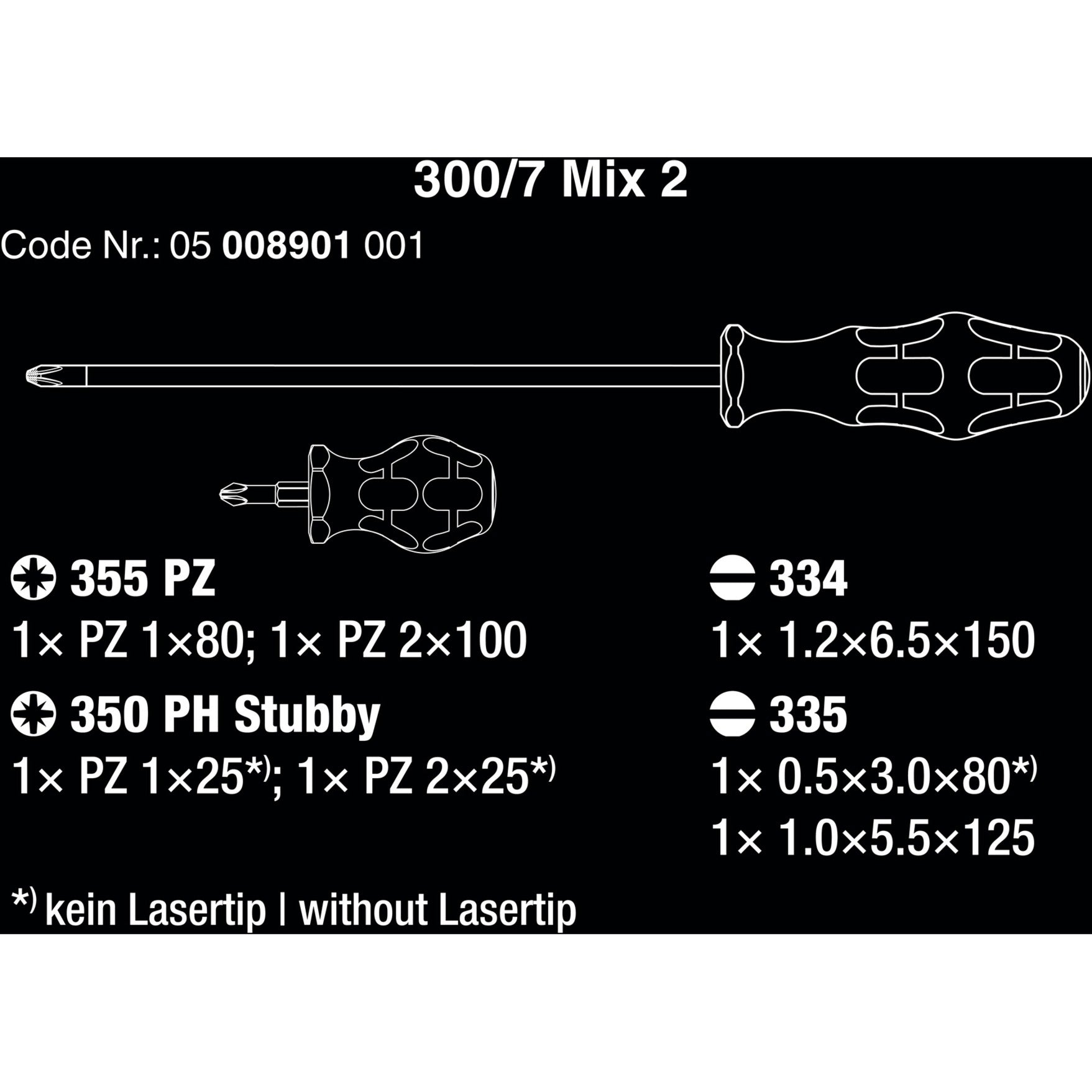 Wera 300 7 Mix 2 Schraubendreher -Set