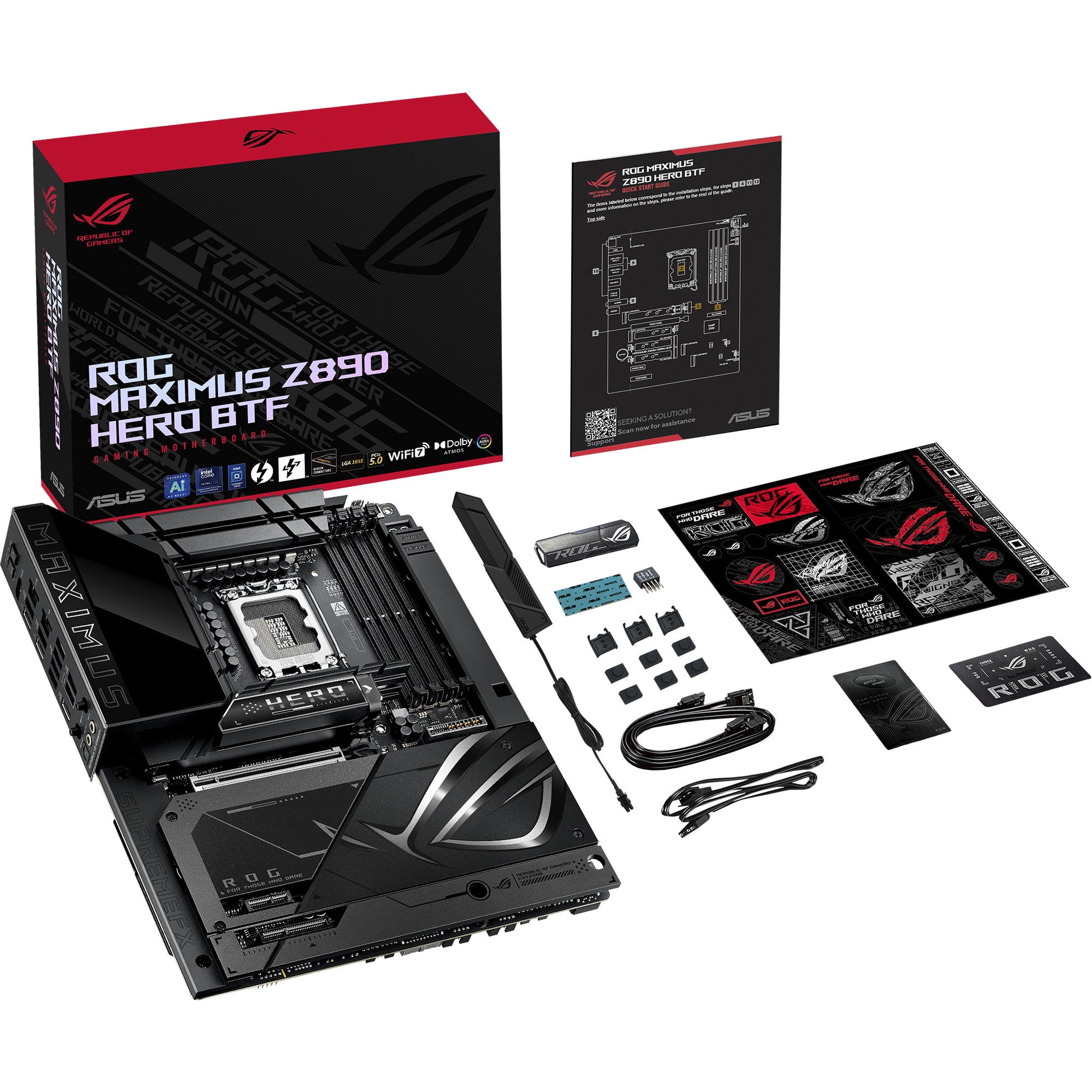 Asus Rrog Maximus Z890 Hero BTF Sockel 1851 Mainboard (schwarz, RAID, 5 GB-LAN, Wi-Fi 7, BT, Sound, ATX)