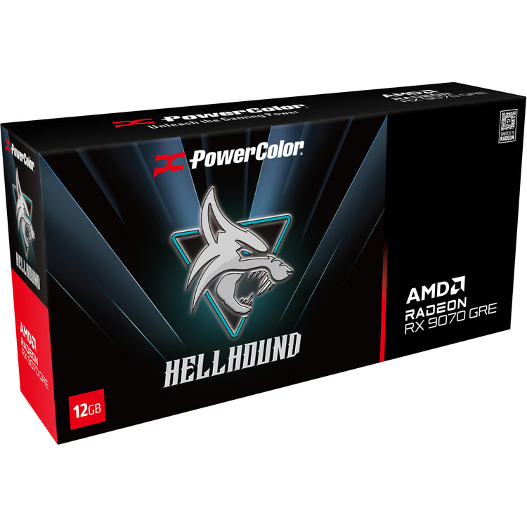 Powercolor Radeon RX 9070 Gre Hellhound 12GB GDDR6 Grafikkarte (schwarz, RDNA4, 3x Display Port, 1x HDMI 2.1)