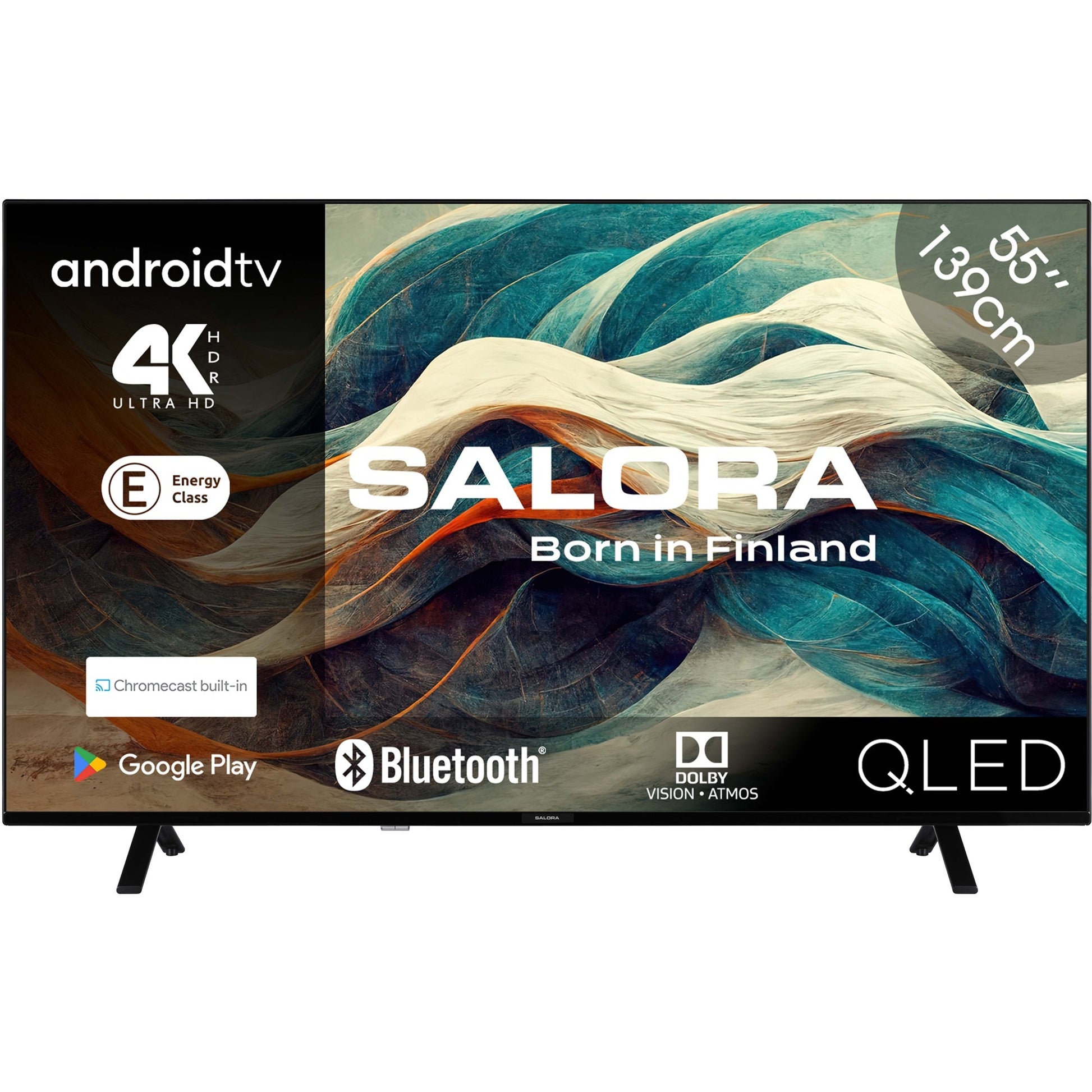 Salora 55qled320 55 Ultra HD LED-Fernseher (schwarz, HDMI, USB, Bluetooth, WLAN, Audio, Chromecast, Android TV)