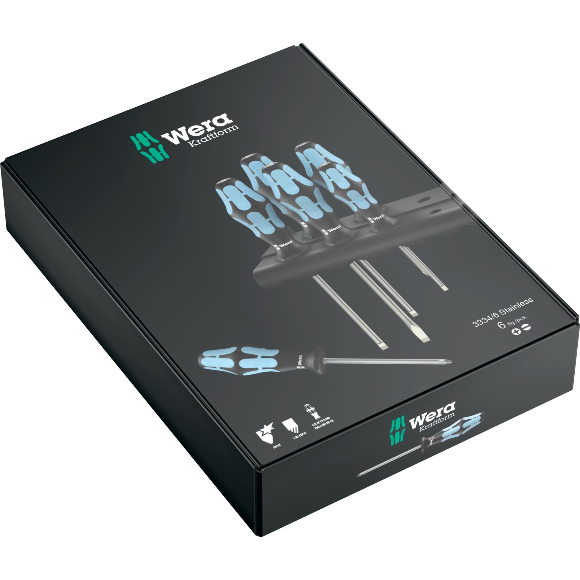 WERA 3334 6 Schraubendreher-Set, Edelstahl + Halter, 6-teilig