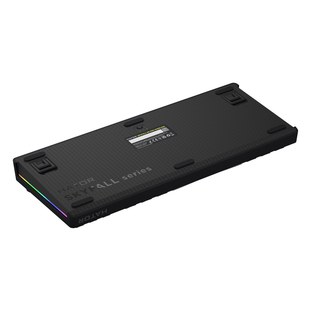 Hator Skyfall Pro Wireless, Gaming-Tastatur (schwarz, US-Layout, Hator Aurum Vanilla Silent, 80 % (TKL), RGB, Double-Shot PBT, Hot-Swap, 2,4 GHz Bluetooth USB-C)