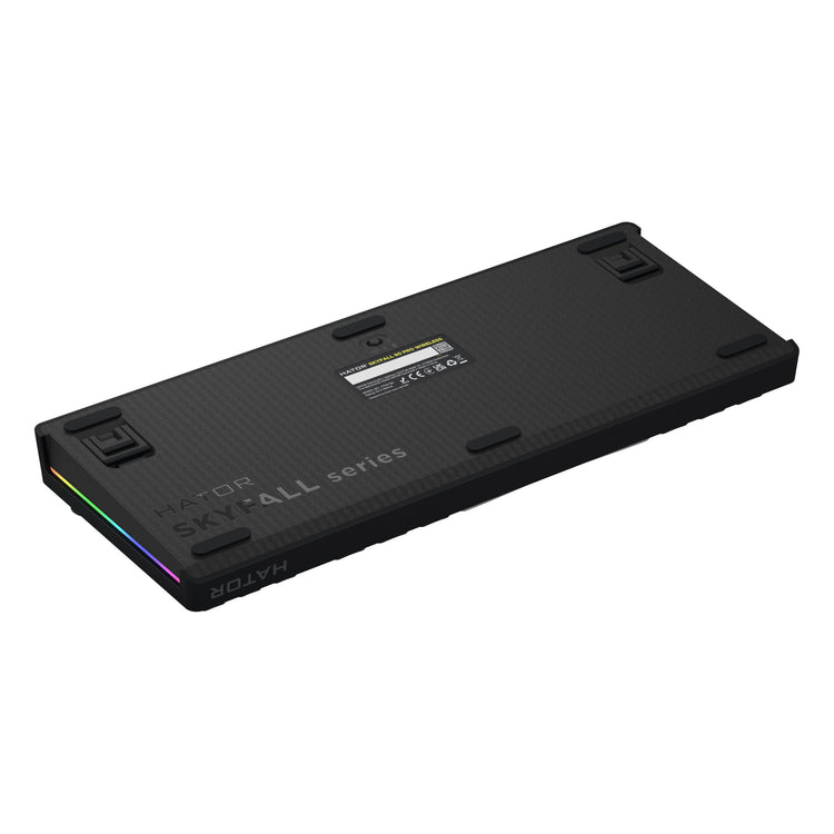 Hator Skyfall Pro Wireless, Gaming-Tastatur (schwarz, US-Layout, Hator Aurum Vanilla Silent, 80 % (TKL), RGB, Double-Shot PBT, Hot-Swap, 2,4 GHz Bluetooth USB-C)