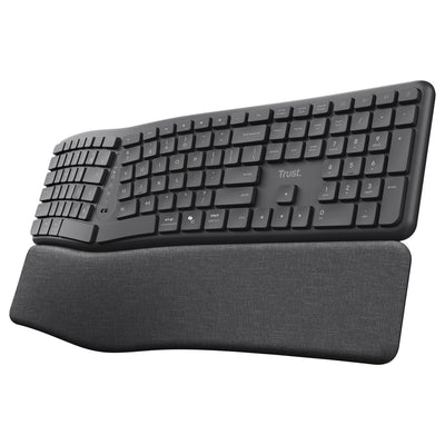 Drahtlose ergonomische Trust Keyra-Tastatur (schwarz, US-Layout, Bluetooth 2,4 G USB)