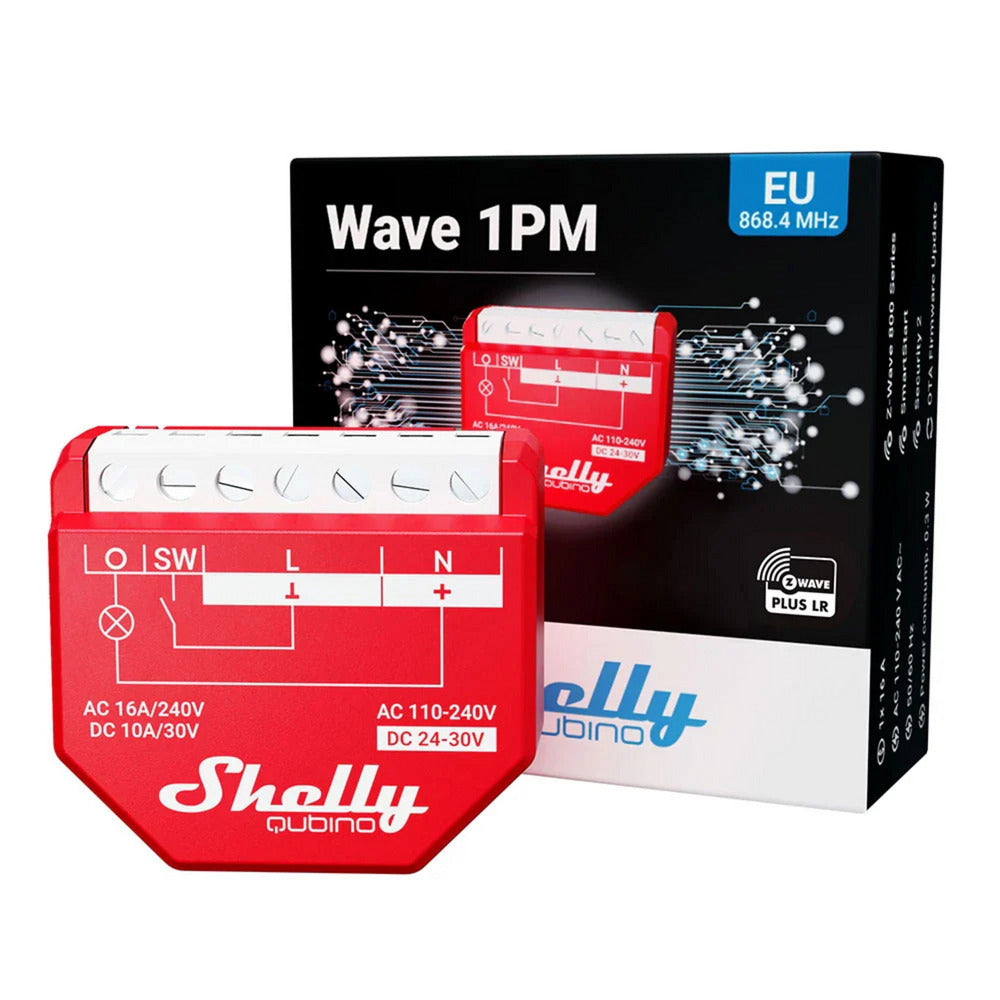 Shelly Wave 13 Uhr EU lr-Schalter (rot, Z-Wave, Z-Wave+)