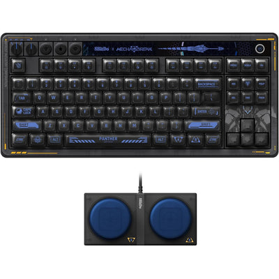 8bitdo Retro 87 mechanische Tastatur – Mecha Break, Gaming-Tastatur (schwarz blau, US-Layout, Kailh Box Jellyfish Pro Glaze, TKL, ABS-Tastenkappen, Hot-Swap, Bluetooth LE 5.0, kabellos 2,4 GHz, USB)