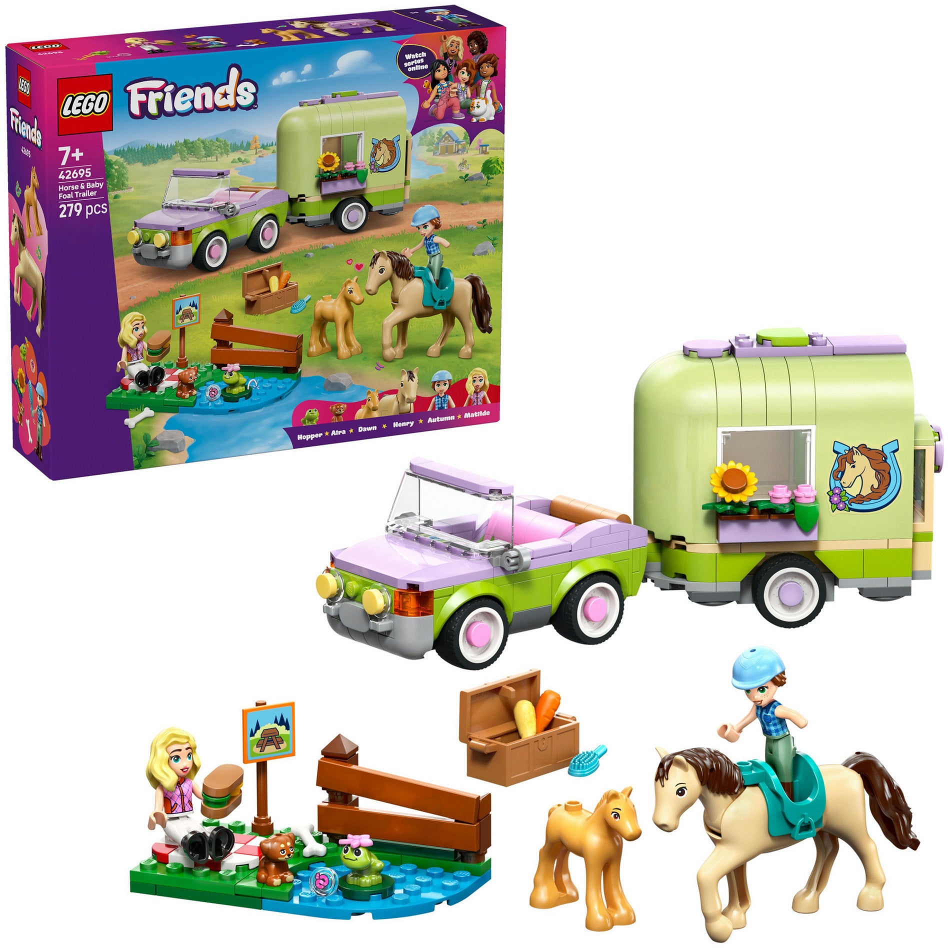 Lego Friends 42695 Anhänger und Pferd und Fohlen