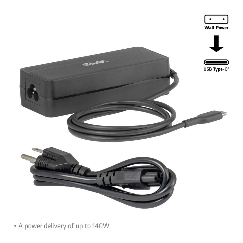 Club 3D USB-C Laptop-Ladegerät 140 W, 1 Meter (schwarz)