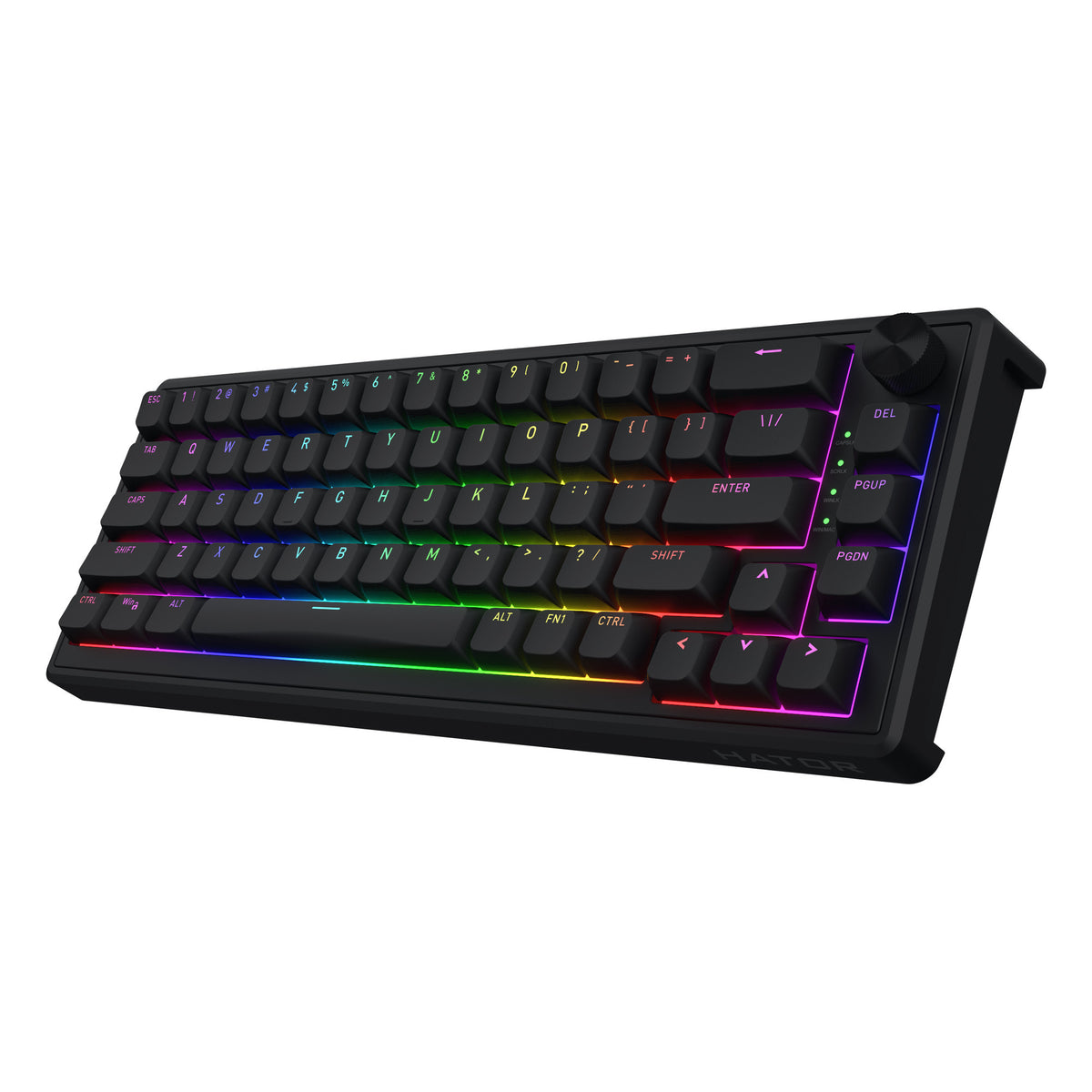 Hator Skyfall kabelgebunden, Gaming-Tastatur (schwarz, US-Layout, Hator Aurum Sterling, 65 %, RGB, Double Shot Abs, Hot-Swap)