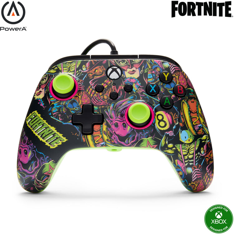 Powera Advantage Controller mit Kabel für die Xbox Series x|s – Fortnite: Glow (neongrün, Xbox Series x|s, Xbox One, PC)