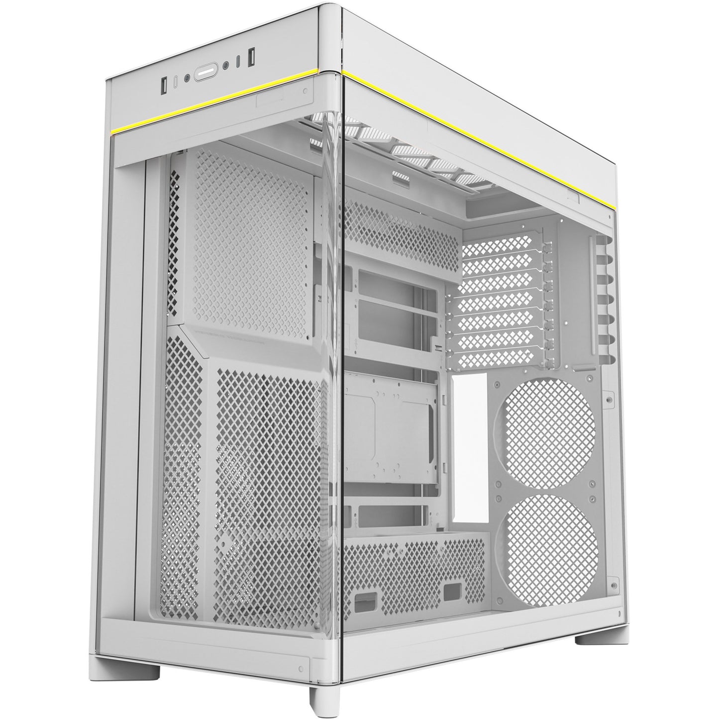 Montech HS02 Midi-Tower-Gehäuse (weiß | 2x USB-A | 1x USB-C | RGB | gehärtetes Glas)