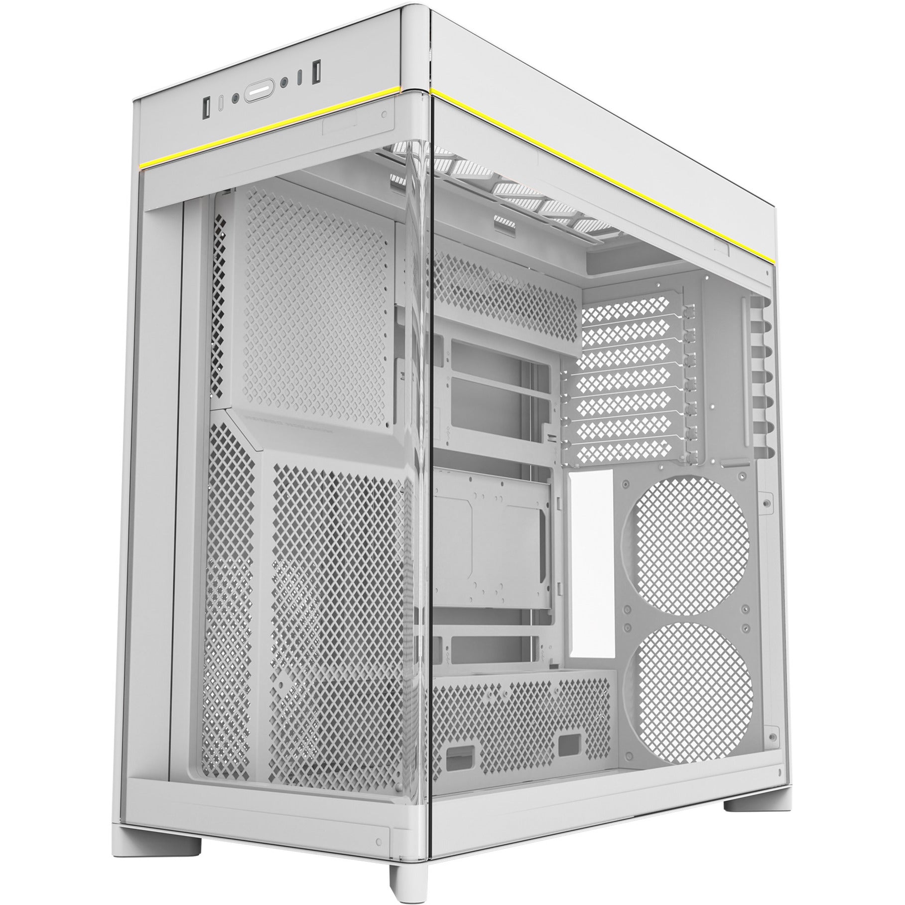 Montech HS02 Midi-Tower-Gehäuse (weiß | 2x USB-A | 1x USB-C | RGB | gehärtetes Glas)